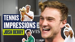 Tennis IMPRESSIONS  These are unreal 😂  Josh Berry is Rafa Roger Novak and the Murrays  LTA [upl. by Agueda]