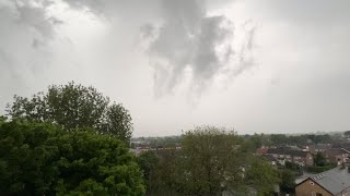 Really intense first Northwest England storm of 2024 Manchester Airport realtime footage [upl. by Salene]