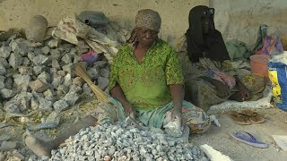 In dust and heat Chadian women crush gravel to make ends meet  AFP [upl. by Kriss28]