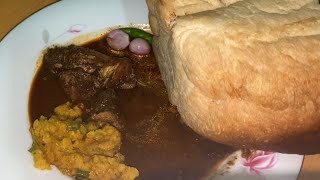 Bite 25  Bread with lentil curry chicken onion and chili  ASMR [upl. by Ruperta]