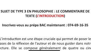 Sujet de Type 3 en PHILOSOPHIE  L’INTRODUCTION qui passe partout [upl. by Bordy344]