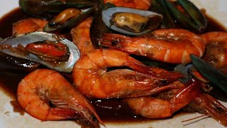 GARLIC BUTTERD SHRIMP NA MAY TAHONG  SEAFOOD RECIPE [upl. by Blackington]