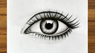 How to draw a realistic drawing  Easiest eye drawing tutorial  Easy drawings step by step [upl. by Miche]