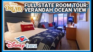 FULL TOUR DISNEY DREAM OCEAN VIEW VERANDAH STATEROOM  Disney Dream Stateroom Tour  Disney Cruise [upl. by Jonna]