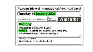 A level  Biology  Unit 5  Scientific article  January 2025  Edexcel [upl. by Ariait]