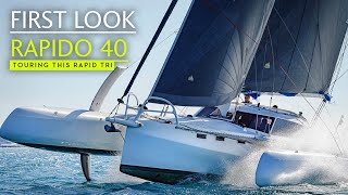 Cfoils on a fast cruising carbon trimaran This looks rapid  Rapido 40 tour  Yachting World [upl. by Delamare182]