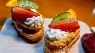 Recette Mini Eclair au fruits وصفة ميني 😍😍😍اكلير بالفواكه سهلة جدا و سريعة التحضير [upl. by Mariand]