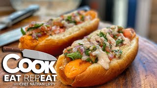 Kvaroy Arctic Salmon Dogs  Blackstone Griddles [upl. by Yarled642]