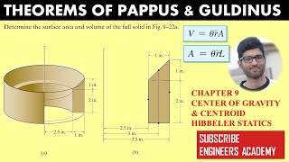 Theorems of pappus and Guldinus  CENTROID  Chapter 9  Hibbeler Statics 14th Engineers Academy [upl. by Wesle]