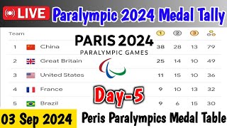 DAY 5🥇PERIS 2024 PARALYMPIC GAMES MEDAL TABLE UPDATES AS OF 03 SEP MEDAL STANDING TALLY [upl. by Yaluz]