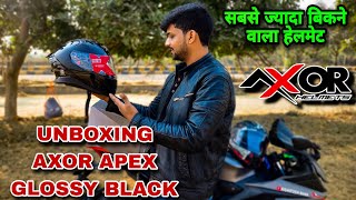 UNBOXING  AXOR APEX GLOSSY BLACK  HELMET  Rishitosh Rana [upl. by Esidnac]