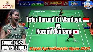 Ester Nurumi Tri Wardoyo vs Nozomi Okuhara  Round Of 32 Kapal Api Indonesia Open 2024 [upl. by Aikym]