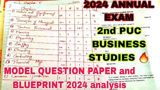 2nd PUC BUSINESS STUDIES 🔥 model question paper and important chapters ANALYSIS 2024 [upl. by Aleahs]