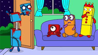 Numberblocks 1 2 3 are visited by Zombie 5  Numberblocks fanmade coloring story [upl. by Ernesta]