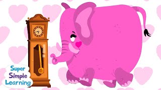 Hickory Dickory Dock with Rose Pink Elephant 🕰️💖🐘  Super Simple Songs [upl. by Kellyn]