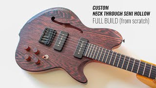 Custom NECK THROUGH Guitar Build from scratch full build no talking [upl. by Neyu570]