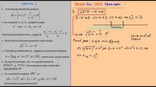 Model oficial de subiect bacalaureat 2019 mateinfo [upl. by Ardnuasak]