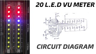 20 LED VU meter circuit diagram and making  20 LED Peak level indicator circuit [upl. by Enaj]