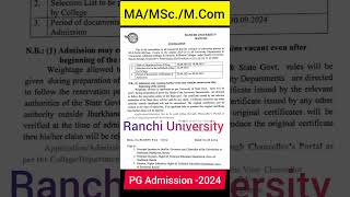 Marwari College Pg admission Ranchi University Admission M Com M ScM A [upl. by Megen8]