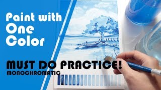 Watercolor TutorialMust do praticeMonochromatic [upl. by Leelah]