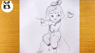 Cute bal krishna pencil drawingtaposhiarts [upl. by Karwan]