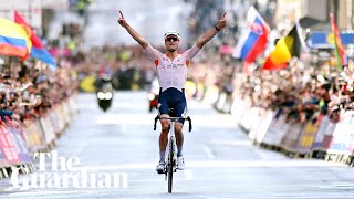 A crash and a protest Van der Poel becomes world road cycling champion after eventful race [upl. by Adnesor615]