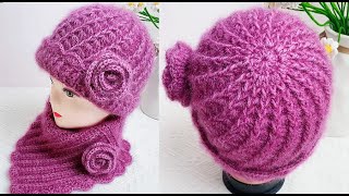 Spiral unique pattern with rose women hat tutorial [upl. by Damicke]