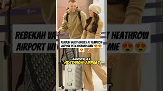 Rebekah Vardy arrives at Heathrow Airport with husband Jamie celebrity fashion shorts [upl. by Ennaitsirk]