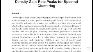 Density Gain Rate Peaks for Spectral Clustering [upl. by Ablasor748]