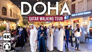 DOHA Qatar 4K Nightlife Walking Tour Souq Waqif amp Downtown 🇶🇦 [upl. by Yeargain]