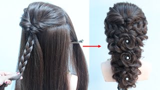 glamorous hairstyle for gown  hairstyle for long hair [upl. by Eimrots]