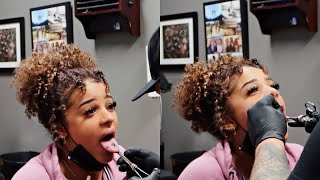 vlog getting my tongue pierced  my experience  Azlia Williams [upl. by Sorac]