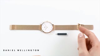 How to adjust your Petite Melrose watch strap  Daniel Wellington [upl. by Anerehs]