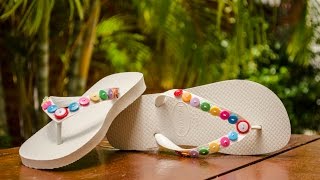 Decorando um chinelo Havaianas com botões [upl. by Niwred]