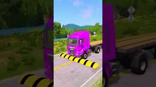 Double Flatbed Trailer Truck vs Speed Bumps Train vs Cars beamng drive BeamNG Drive 173 shorts [upl. by Evoy]