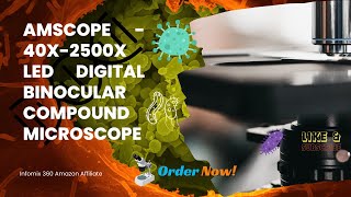 Amscope 40x 2500x Led Digital  Binocular Compound Microscope with 3d Stage  5mp usb Cameraamazon [upl. by Yale]