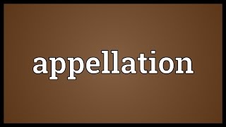 Appellation Meaning [upl. by Moclam]