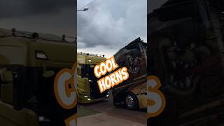 Trucks are messing around 🤪 trucking lkw camion fahrer automobile horn volvotrucks scania [upl. by Crescint]