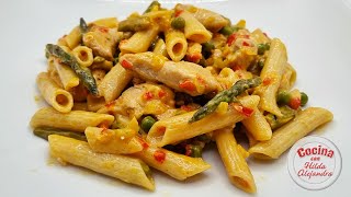 Riquísima PASTA PENNE CON POLLO CARAMELIZADO Y CHIPOTLE [upl. by Nerine]