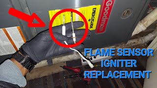 GOODMAN FURNACE FLAME SENSOR  IGNITER REPLACEMENT [upl. by Asirahc]