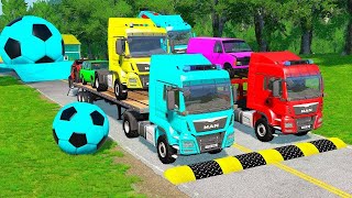 TRANSPORTING PIXAR CARS amp FRUITS WITH COLORED amp JOHN DEERE vs CLAAS vs TRACTORS  BeamNGdrive 962 [upl. by Eynobe]