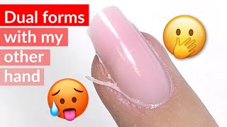 How to do Polygel Nails with DUAL FORMS and Non  Dominant Hand [upl. by Eedyak]