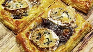 CARAMELISED BALSAMIC ONION amp GOATS CHEESE PUFF PASTRY TART RECIPE [upl. by Duky]