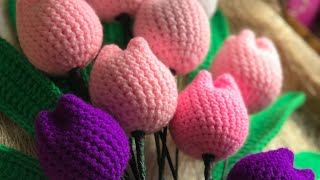 Crochet Tulip flower Easy pattern [upl. by Ecallaw]