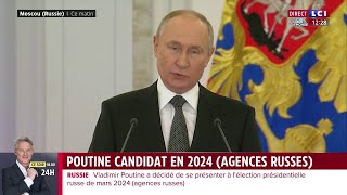 Vladimir Poutine candidat à lélection présidentielle russe de 2024 [upl. by Jurkoic147]