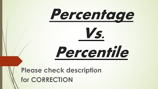 Percentage Vs Percentile [upl. by Gillan]