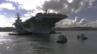 USS Nimitz CVN 68 moves into dry dock at PSNS amp IMF [upl. by Miehar]