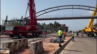 Installation of footbridge in Takoradi to ensure the safety and comfort of pedestrians underway [upl. by Adelpho]