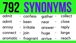 Similar Vocabulary Learn 792 Synonym Words in English to Expand your Vocabulary [upl. by Annadiane]