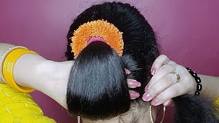 Very Easy amp Elegant Hairstyle That Looks Good With Self Hairstyle  Beautiful Juda F Semi Long Hair [upl. by Eiclek]